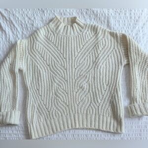 Massimo Dutti Cream Cable Knit Turtleneck Sweater